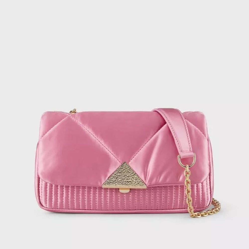 Emporio Armani Quilted Satin Clutch Bag With Shoulder Strap